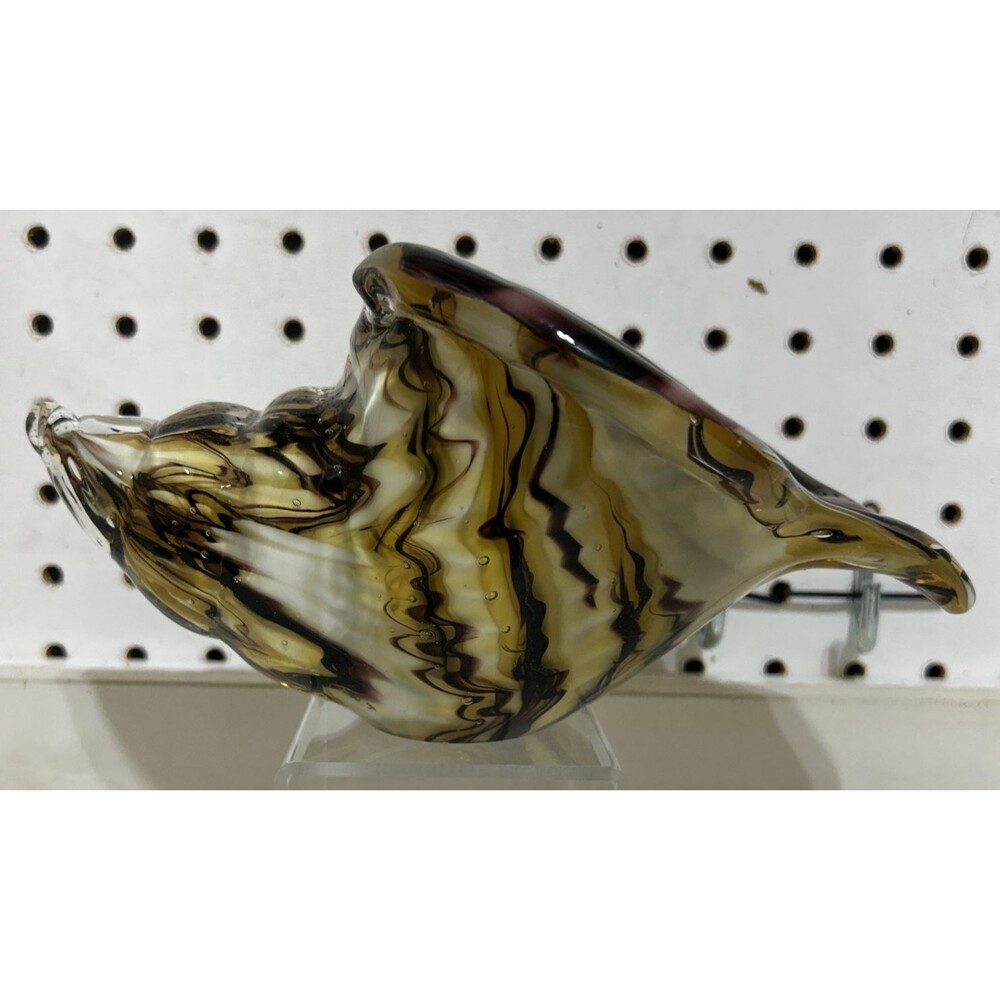 Vintage Murano Style Conch Aventurine Sea Shell Glass Paperweight Large